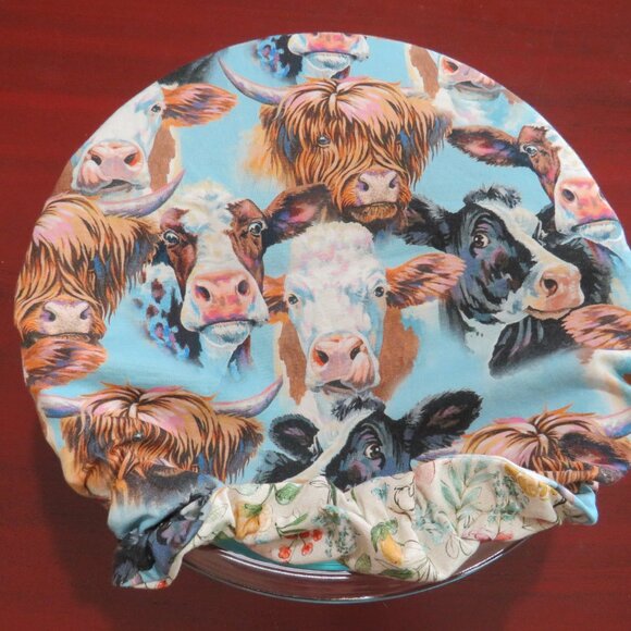 Kitchenaid Bowl Cover, Reversible Cows and Floral Bowl Cover - Picture 3 of 6